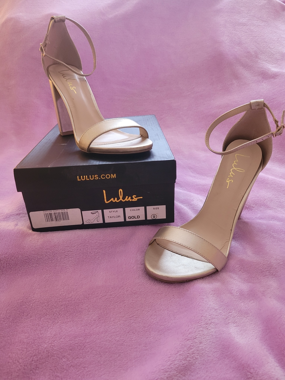 Lulu's Taylor Metallic Gold Ankle-Strap Block Heels